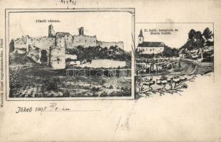 Jókő castle ruins, the Blava spring and Catholic church