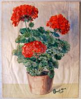 1937 Országh Ilona: Muskátlik, akvarell-papír, jelzett, 40x50 cm