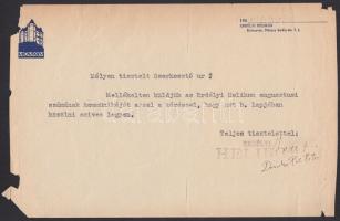 Domokos Pál Péter történész, néprajzkutató által aláírt levél (szakadt)