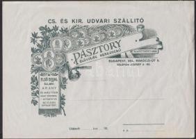 cca 1900 Pásztory virágkereskedő dekoratív csomagra ragasztható vignetta 30x20 cm