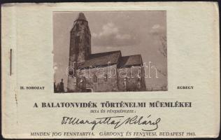 1943 Dr. Margittay Richárd: A Balatonvidék Történelmi Műemlékei; II. sorozat - Egregy. Majdnem teljes régi képeslapfüzet 10 db képeslappal.