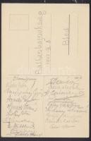 1947 Bled Balkán Bajnokság képeslap Fekete József, Sárkány István saját kezű aláírásával