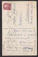 1952 Lengyel Magyar tornászverseny képeslap Keleti Ágnes ötszörös olimpiai bajnok és más híres sportolók saját kezű aláírásával