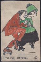 HD. jelzéssel: The two steppers, vegyes technika-papír 9x13 cm