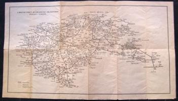 1940 MÁVAUT ÉS MÁV autobusz és vasútvonalak térképe, a visszacsatolt területekkel 60x33 cm