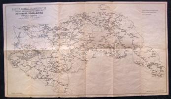 1940 MÁVAUT ÉS MÁV autobusz és vasútvonalak térképe, a visszacsatolt területekkel 60x33 cm