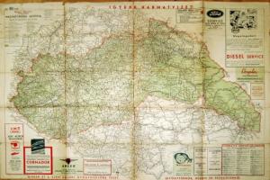 1940 Magyarország autótérképe, a visszacsatolt területekkel 90x70 cm