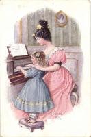Anya és lánya zongorázik, B.K.W.I. 646-1. s: Kränzle, Mother and daughter playing the piano, B.K.W.I. 646-1. s: Kränzle