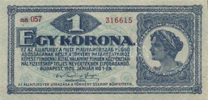 1920. 1K (3x) egymást követő sorszámmal T:I