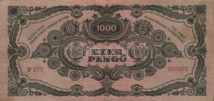 1945. 1000P piros bélyeggel (2x) egymást követő sorszámmal T:II