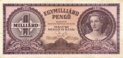 1946. 1000.000.000P (2x) egymást követő sorszámmal T:II,II-
