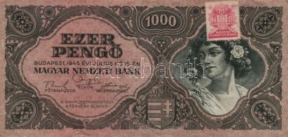 1945. 1000P (5x) egymást követő sorszámmal, egy ugrás köztük T:II(egyikük T:III sarka hiányos)