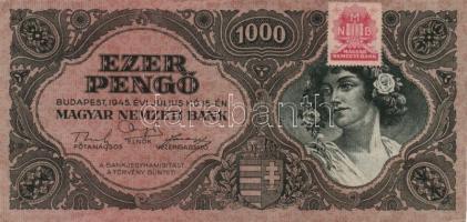 1945. 1000P (5x) egymást követő sorszámmal, egy ugrás köztük T:II(egyikük T:III sarka hiányos)