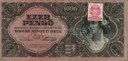 1945. 1000P (5x) egymást követő sorszámmal, egy ugrás köztük T:II(egyikük T:III sarka hiányos)