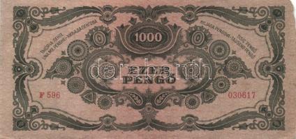 1945. 1000P (5x) egymást követő sorszámmal, egy ugrás köztük T:II(egyikük T:III sarka hiányos)