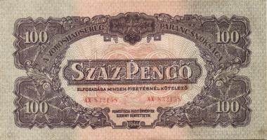 1944. "V. H." 100P (3x) T:II+ hajtatlanok!