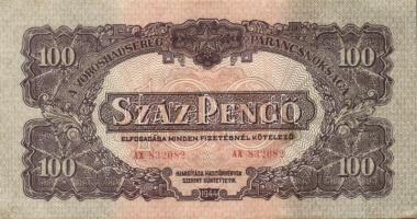 1944. "V. H." 100P (3x) T:II+ hajtatlanok!