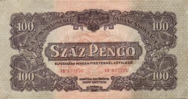 1944. "V. H." 100P (3x) T:II+ hajtatlanok!