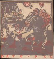 Muhits Sándor (1882-1956): Pató Pál, linómetszet-papír, 19x22 cm