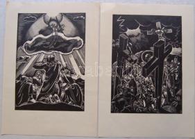 Dallos Hanna (1907-1945) - Mi atyánk sorozat 2 db fametszet, jelezve dúcon 28x40 cm
