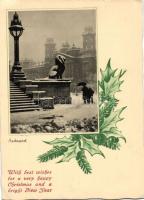 Budapest V. Szabadság tér télen, karácsonyi üdvözlet (EK)