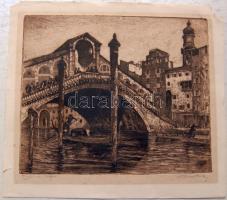 1925 Kron Béla (1884-): Venezia Rialto, rézkarc-papír, jelzett 31x28 cm