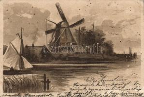 Mill minicard (11.5 × 8 cm) litho