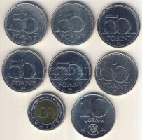 2002-2007. 50Ft (6x) 4klf motívummal + 100Ft "Kossuth" + 1981. 10Ft "FAO" T:1,2,...