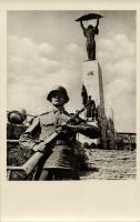 Guard by the Liberty Statue in Budapest