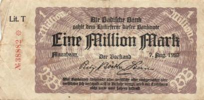 Németország/Weimari Köztársaság/Baden/Badische Bank 1923. 1.000.000M (10x) klf szériabetűkkel! T:III...