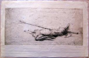 Komjáty Wanyerka Gyula (1894-1958): Zsákmányállat, rézkarc-papír, jelzett, 32x21 cm