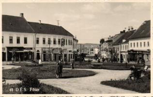 Dés main square with the shops of Csáky, Vass, Mrs. Müller, Camenczy, Szigeti, Weisz and Bikfalvy