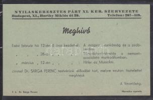 Nyilaskeresztes Párt használatlan meghívója