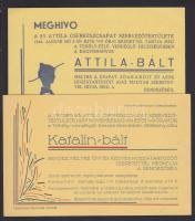 1937,1942 A Vecsési Attila cserkészcsapat báli meghívója 2 db / Scout invitation card
