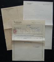 cca 1930  3 db gyógyszertári fejléces levél, az egyik okmánybélyeggel