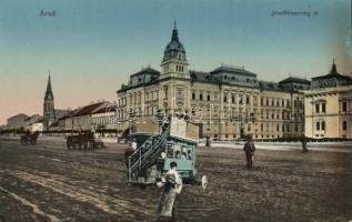 Arad József street with double-decker bus