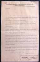 1912 OMKE fejléces levélen Szende Pál pénzügyminiszter aláírása