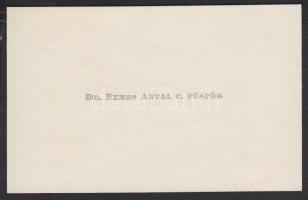 Dr. Nemes Antal címeres püspök sorai névjegykártyáján