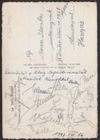 1947 Csepeli labdarúgó csapat tagjainak aláírása képeslapon