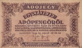 1946. 100.000AP (2x) különböző papíron, egyik "5600." rendelettel T:II+,II