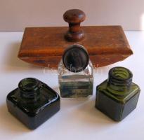 3 db régi tintásüveg és egy itatós