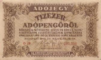 1946. 10.000AP (2x) egyik sorszámmal ellátva T:II+,II