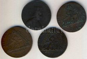 Nagy-Britannia 1790. 1/2p "Szabadkőműves" (3x) T:3 + 1465. 1/2p "IV.Edward kiváltságot ad  Hornchurch Romford és Havering városrésznek" Br T:3 /1790. 1/2p "Prince of Wales elected" + 1465. "Edward IV. Hornchurch Romford and Havering" halfpenny T:3