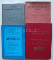 4 db régi árukatalógus 1913-tól: Keripar, egészségügyi berendezések, gumigyártás, vasalógépek