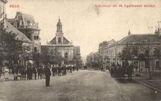 Pécs Széchenyi tér és Irgalmasok utcája Boronkay B. Béla fényképészetével