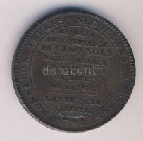 Franciaország 1792. 5S "Monneron fivérek" Br zseton T:3 / France 1792. 5S "Monneron b...