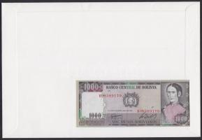 Bolívia 1982. 1000PB dekoratív, nagyalakú bankjegyes, bélyeges borítékon (Nap kapuja sorozat záróbél...
