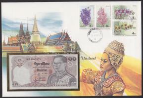 Thaiföld 1980. 10B dekoratív, nagyalakú bankjegyes, bélyeges borítékon T:I