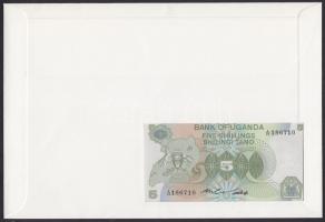 Uganda 1982. 5Sh dekoratív, nagyalakú bankjegyes, bélyeges borítékon, bélyegblokkal, első-napi bélye...