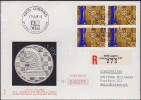 Switzerland 1968 "Chess Olympics" on circulated FDC Ag silver medal